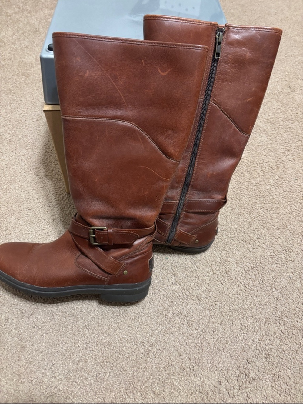UGG Brown Leather Zip Boots
